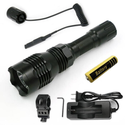 Tactical Flashlight Green Light Strong Light Long Light Outdoor Replaceable Red Light Blue Light White Light Rechargeable Flashlight_Surprise Gift