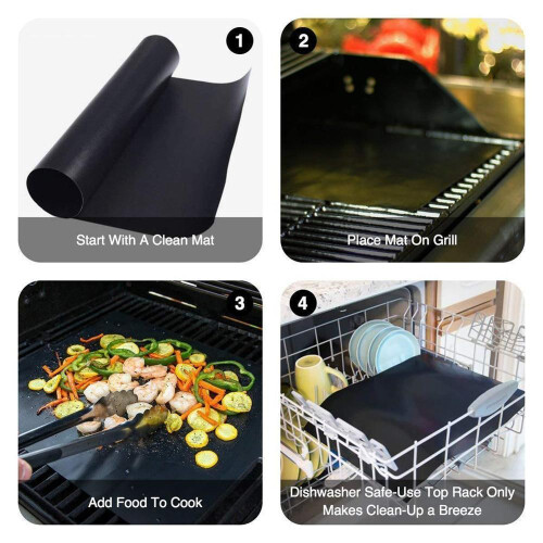 9-pack Grill Mat, Oven Mat, Baking Mat - Non Stick - 40x33 Black_Surprise Gift 2