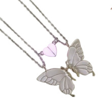 1 Pair Glowing In Dark Butterfly Pendant Necklaces With-A