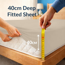 (King, Cream) Extra Deep 40cm Pocket Fitted Sheet - Hotel Quality Bedsheet for Single Double & King Size Bed)