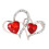 Broche double cœur en strass, alliage, 4,1 x 3 cm 1