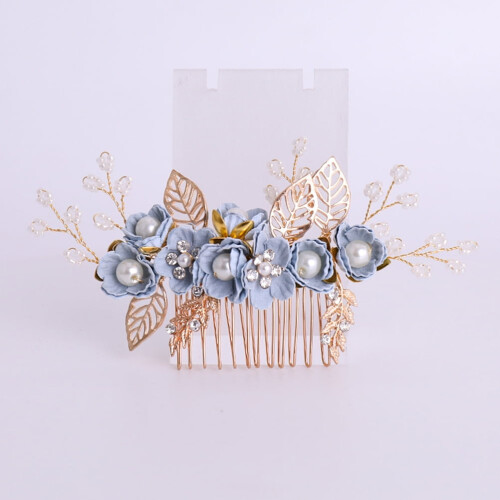 Set di 4 pettini per capelli in metallo con strass 1