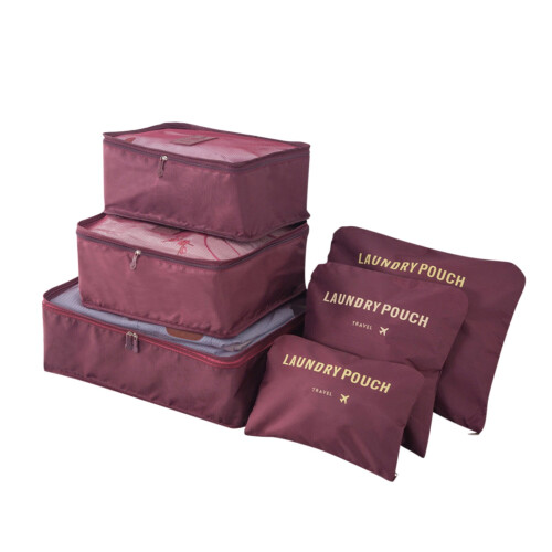 Ensemble de 6 sacs de rangement de voyage – Polyester, pliables