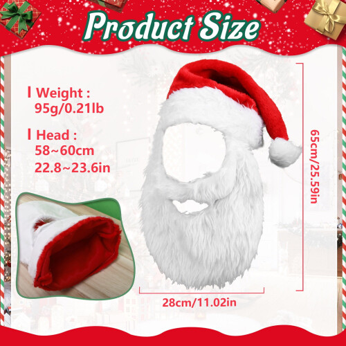 Fantasia de Natal com barba e gorro de Papai Noel 2