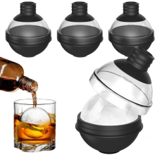 Kompatibel med store silikone isterningbakker til whisky - Sæt med 4 med 2-i-1 tragtlåg - 6 cm runde isterningforme - Nem at fjerne - Pe