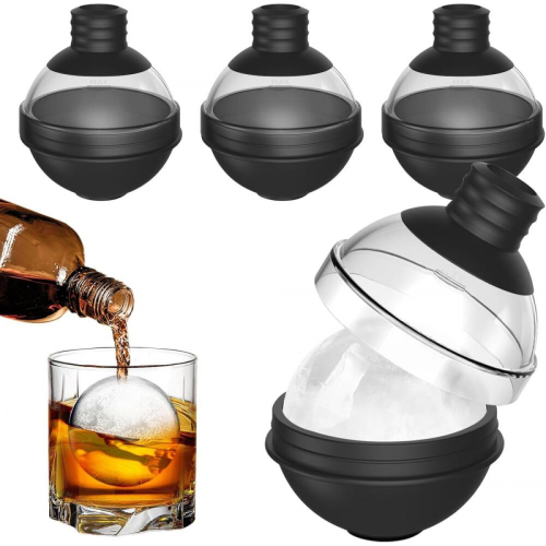 Συμβατό με μεγάλες παγοθήκες σιλικόνης Whiskey - Σετ 4 τεμαχίων με καπάκια χωνιού