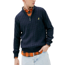 (Navy, S) BRAVE SOUL Mens Cable Knit Cardigan Jumper