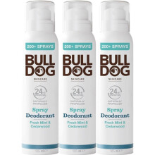 Bulldog Skincare Fresh Mint & Cedarwood Spray Deodorant 125ml x3