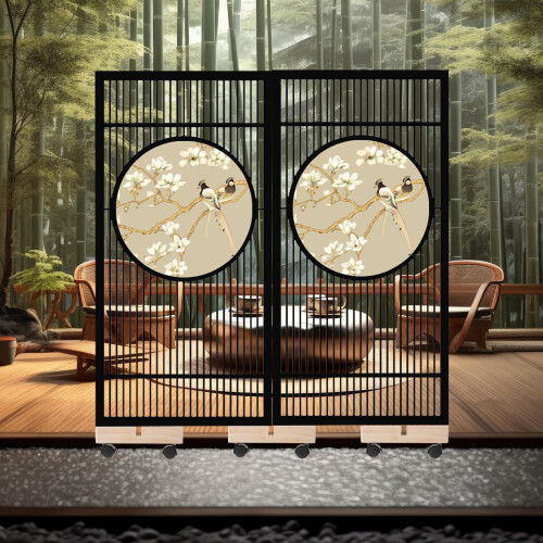 Wooden Privacy Screen Divider Stand 2 pcs