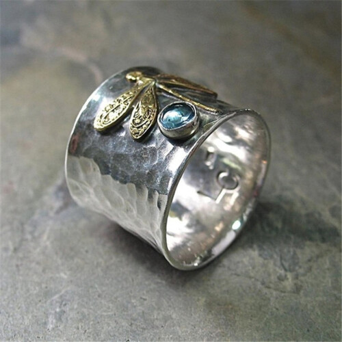 Akvamarin Dragonfly Ring Dame Retro Legering 2