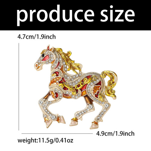Broche cheval en émail ornée de strass, 4,7 cm 2