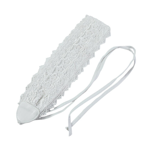 Dames tailleband van kant met vetersluiting, wit 2