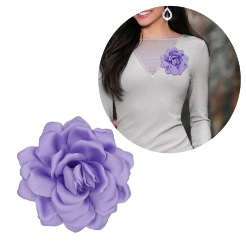Broche fleur en tissu noir – Alliage, 12 cm 1