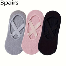 (Black grey pink) [Anti Slip Yoga Socks] 1/2/3PAIRS Anti Slip Yoga Socks | Professional Fitness Sports Women Aerial Yoga Pilates