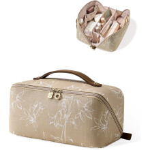 Große Kosmetiktasche für Damen, aus PU-Leder, flach zu öffnen, für Reisen