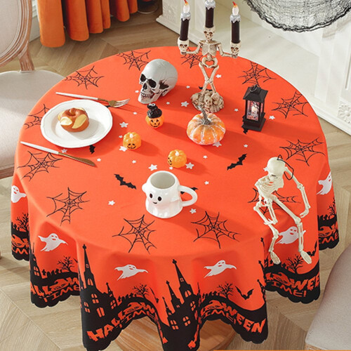 Nappe ronde orange d'Halloween de 152 cm (60 pouces) 2