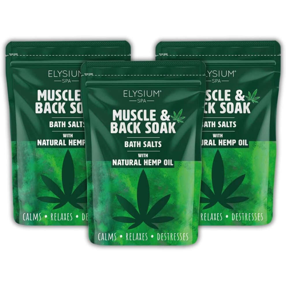 Great British Home Elysium Spa Bath & Muscle Soak With Natural Hemp Oil 450G X 3 Pack Bath Salts Muscle Soak Bundle By