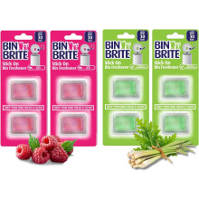 Bin Brite Stick On Bin Freshener Pack of 4-2 x each Berry Blast and Citronella & Lemongrass Scents - 2 x 5g each pack - 8 Total Odour Eliminator