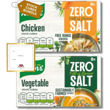 Zero Salt Stock Cubes Gluten Free Bundle of Knorr 1x Vegetables & Chicken Stock Cubes (2x72g) Bundled by The Great British Kitchen