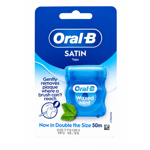 Oral-B Oral-B Satin Tape Floss Remove Plaque Waxed Mint 50m