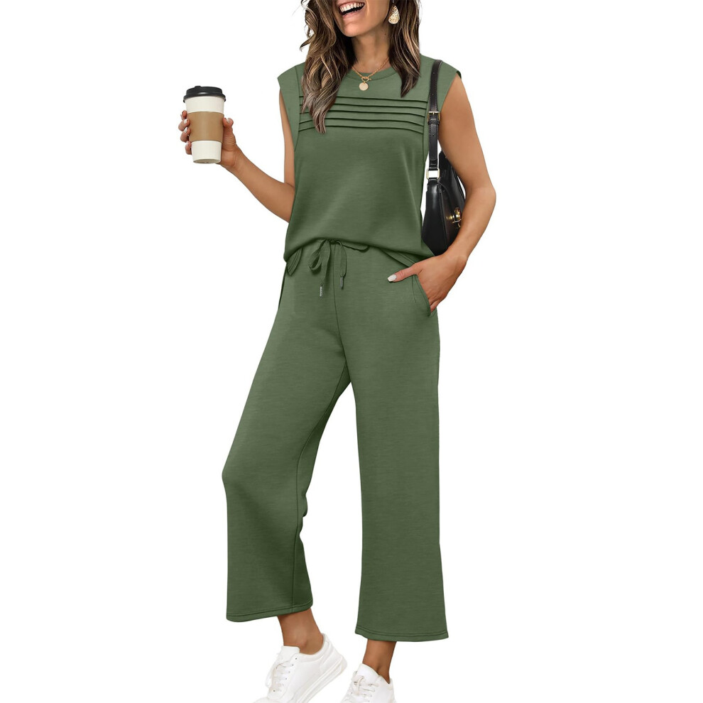 Two Piece Sets for Women  Travel Vacation-Army Green XXL