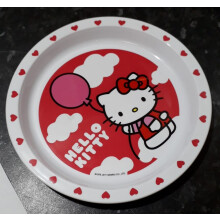 Hello Kitty Melamine Plate Red White Hearts