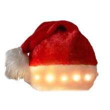 Gorro de Papai Noel com luzes de LED, feito de poliéster.