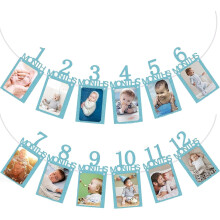 Banner de fotos del bebé para el primer cumpleaños y los hitos mensuales.