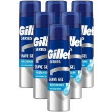 6 x 200ml Gillette Series Moisturising Shave Gel with Cocoa Butter