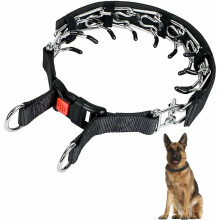 Coleira de pinos para cães, coleira de treinamento ajustável em aço inoxidável, ferramenta segura para treinamento de cães, fecho de liberação