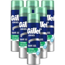 6 x 200ml Gillette Series Soothing Shave Gel with Aloe Vera for Sensitive Skin