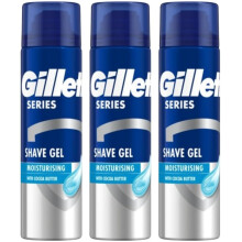 3 x 200ml Gillette Series Moisturising Shave Gel with Cocoa Butter