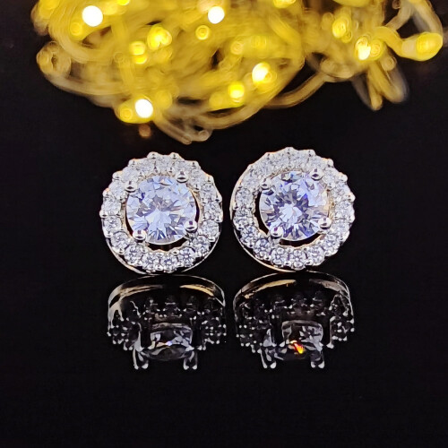 Stud Earrings 18K White Gold Plated Cubic Zirconia Set