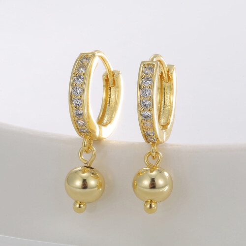 Brincos de argola com pingente, banhados a ouro 18K. 2