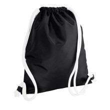 (One Size, Black/White) Bagbase Icon Drawstring Bag