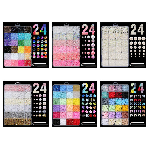 24-Grid Assorted Pearls Nail Decorations Variety-color06 2