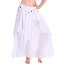 Flexible Waist Belly Dance Skirt Comfortable Wear Dance-White