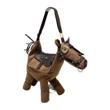 Novelty Horse Shaped Purses Canvas Crossbody Shoulder-Brown