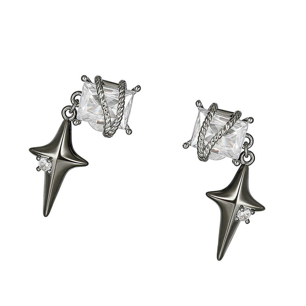 1Pair Luxury Star Tassels Ear Clip Quality Clip On Charm-Black 7627001438989