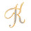 Broche alphabet en strass – Dorée, 3 cm x 4 cm 2