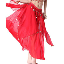 Elegant Belly Dance Skirt With Glittering Coins Flexible-Red
