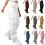 Trendy Women's Work Pants with Multiple Pockets-Light Gray XXL 3