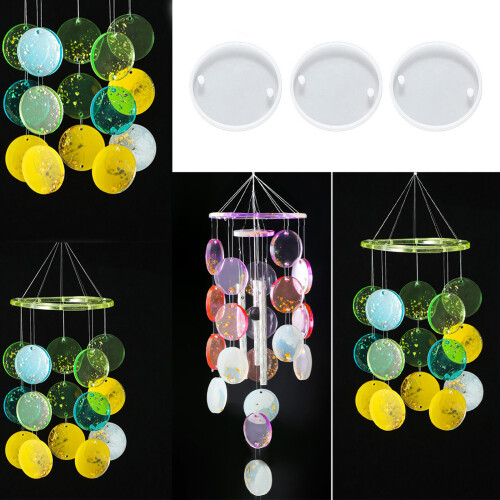 10PCS Silicone Pendant Making Molds Double Hole Feature Round 1