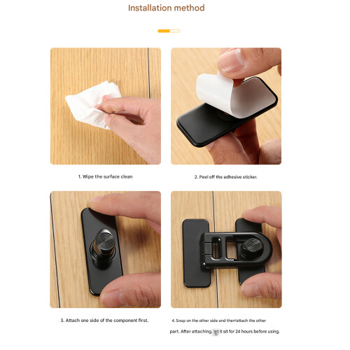 Refrigerator Door Lock Adhesive Keyless Freezer Locks-Silver 2