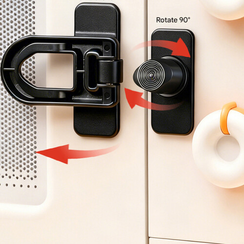 Plastic Fridge Safety Lock Adhesive Keyless Freezer Locks-White 1