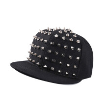 Hip Hop Fashion Rivets Embellished Hat Adjustable Fit-Silver