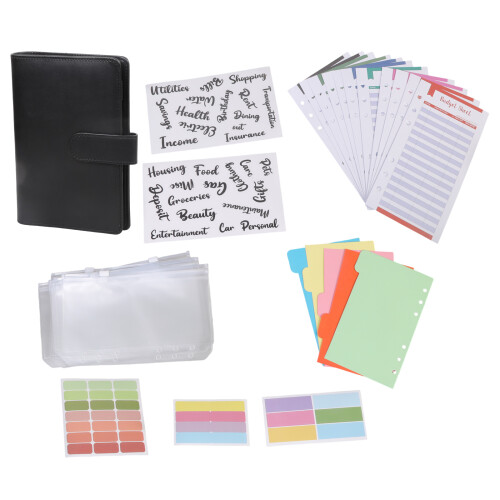 Money Saving Challenge Planner PU Budget Binder with -Black