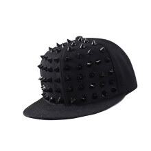 Men And Women Rivets Flat Hat Punk Hiphop Stud Baseball-Black