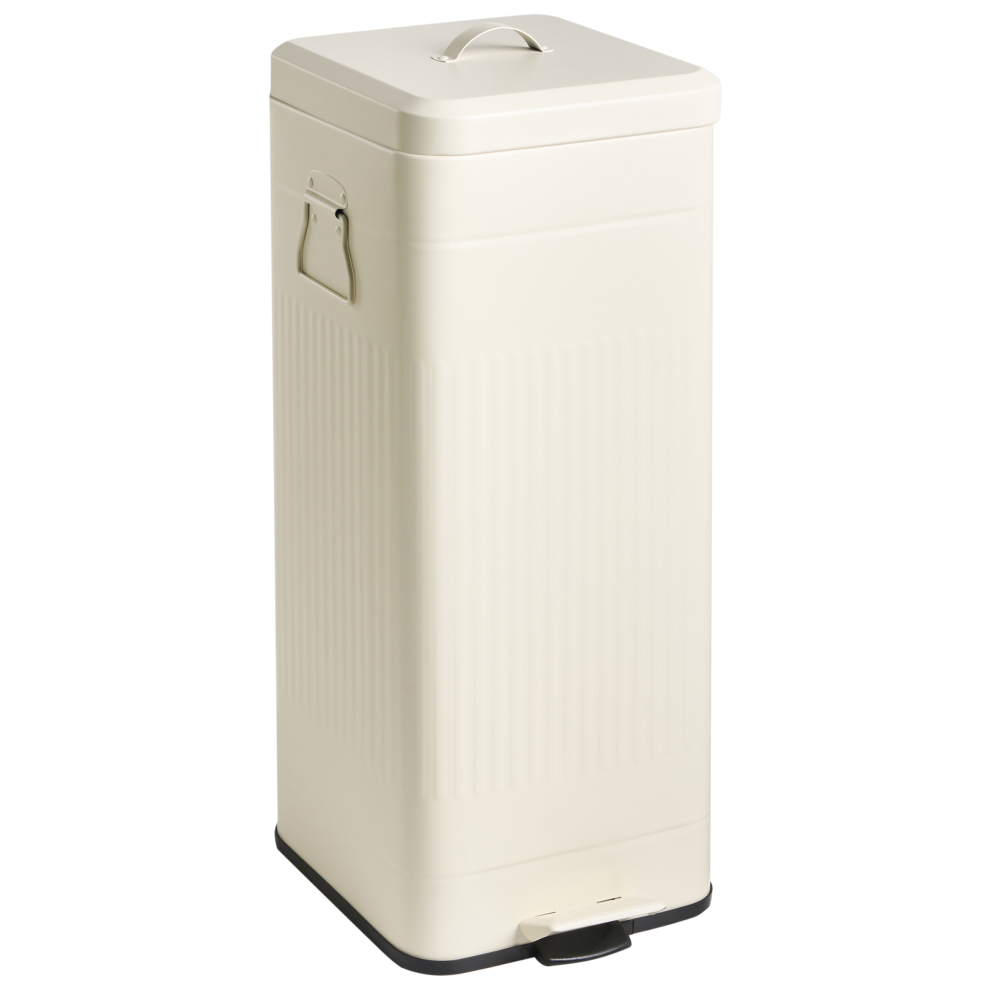 Beliani Pedal Waste Bin 30 L Ecocomfort Metal Beige