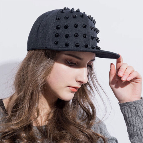 Unisex Adjustable Riveted Cap Flat Border Styles-Silver 2